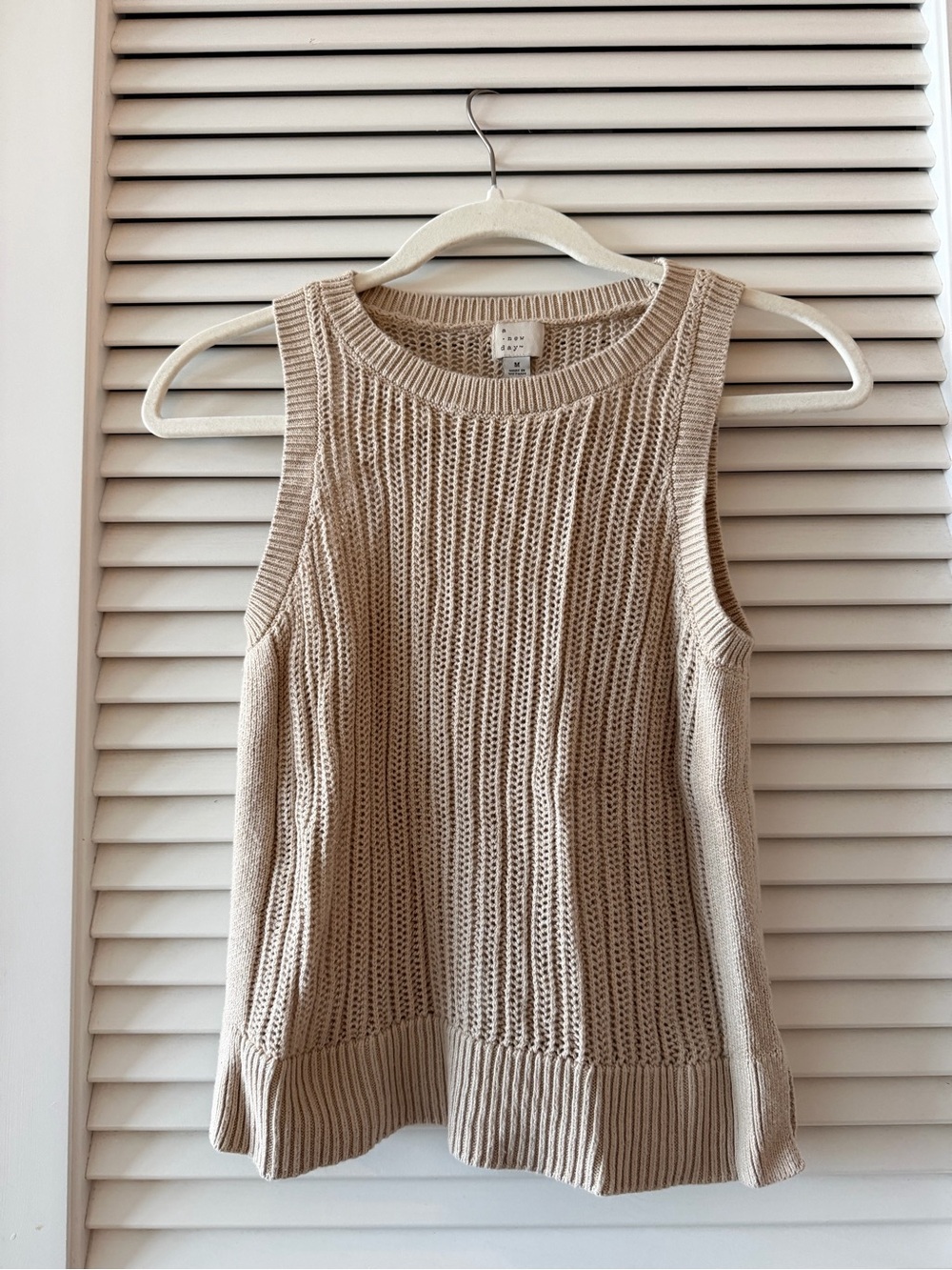 a new day Sleeveless Scoop Neck Knit Tank in Beige